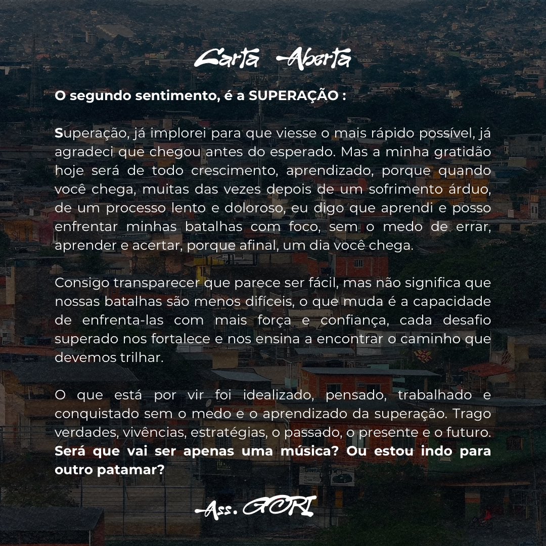 CARTA ABERTA: PARECE FÁCIL • Quem riu da minha cara me deu forças pra continuar 🫵🏽

Disponível dia 04/09 🎧 Pre-save na bio 🌱