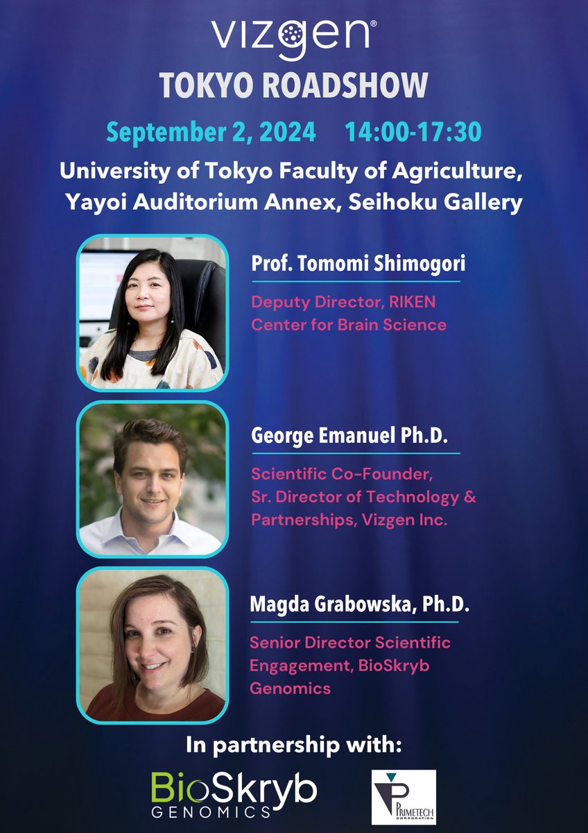 vizgen_inc's tweet image. Explore the latest advancements in #SpatialGenomics with @vizgen_inc & #SingleCellBiology from @bioskryb. Connect with experts & discover how our technologies can transform your research.
🏆Register & win!
Sep 2: Tokyo hubs.ly/Q02LRkvt0
Sep 3: Osaka hubs.ly/Q02LQQ3N0