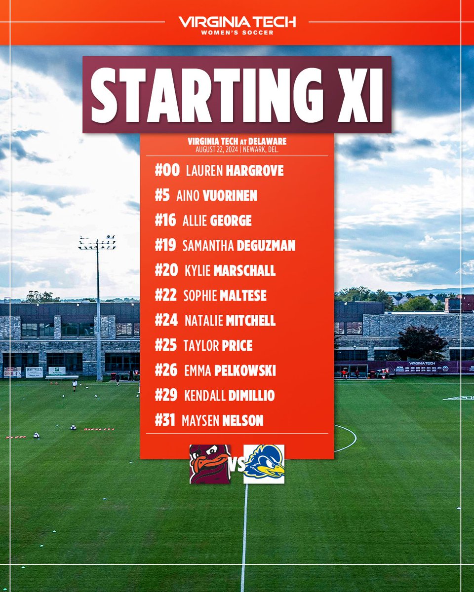 Tonight's starting squad! Follow along!

➡️ linktr.ee/hokieswsoccer

#Hokies⚽️