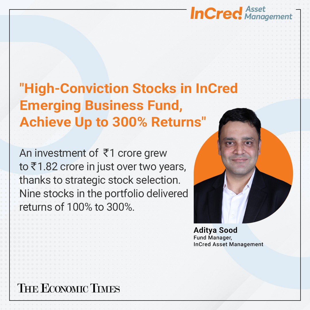 IncredAmc's tweet photo. @soodaditya discusses the exceptional performance of the Emerging Business Fund with the @EconomicTimes
Link: https://t.co/nGnQ1pS1OL

For insights into Aditya Sood’s portfolio strategies, contact us at: enquiries@incredamc.com

#InvestmentStrategy #PortfolioManagement https://t.co/JMOBVnLr2I