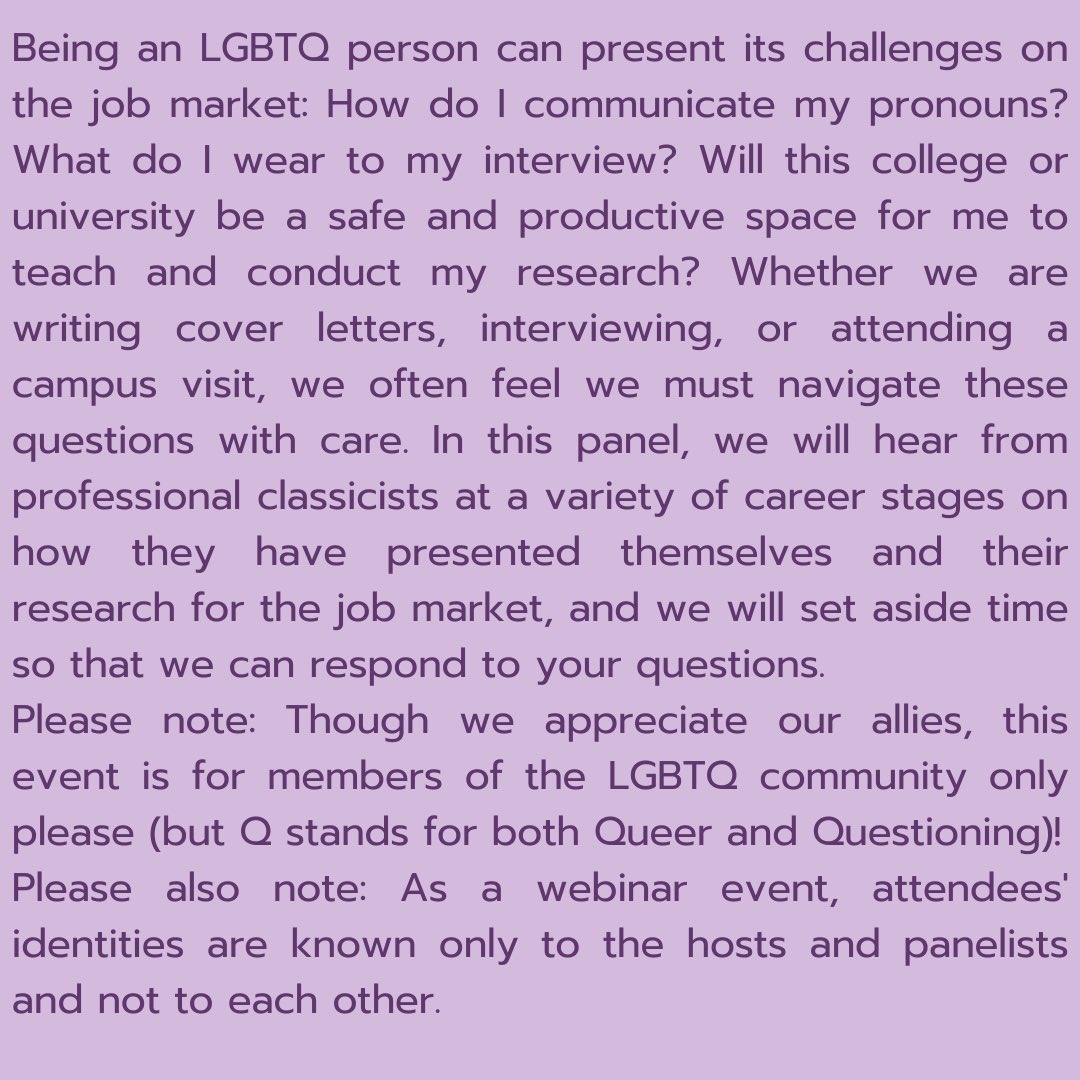 Please join us for our panel Being LGBTQ on the Job Market! September 13, 2024, 3pm EST. Register at umd.zoom.us/meeting/regist…