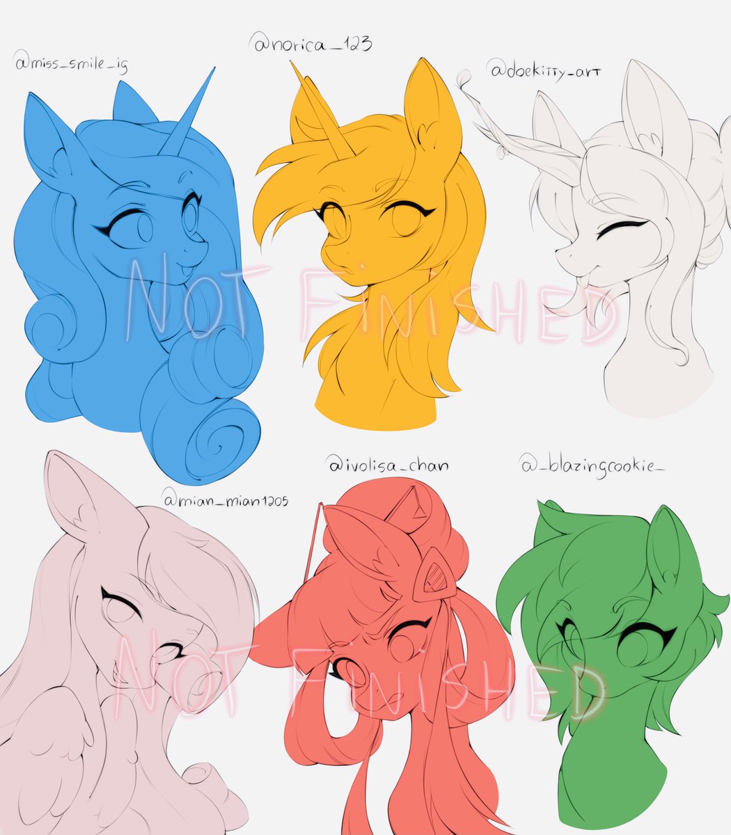 noemintshine's tweet photo. WIP of some headshot fanarts for the artists that inspire me the most 🩷 I was trying to do some practice and thought that it was gonna be fun drawing them :] hopefully I’ll finish it tomorrow 
#mlp #mlpfanart #mlpfim #mlpoc #pony #mlpartist #mlpart #fanart #art #brony #WIP https://t.co/DMIhVJsD3t