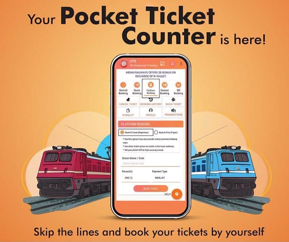 srdcmmumbaicr's tweet photo. Improve your commute with the #UTSApp
✅ Cashless payments
✅Digital tickets
✅Easy booking
#LetsGoCashless #GoDigital #UTSApp #TravelSmart
@drmmumbaicr @Central_Railway @YatriRailways https://t.co/w67p5F3SW3