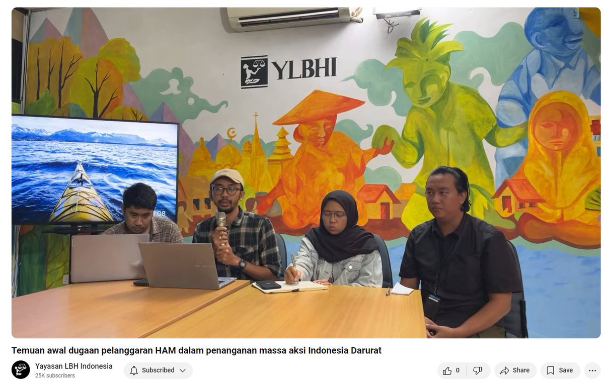 Siaran Pers

Temuan Awal Dugaan Pelanggaran HAM dalam Penanganan Massa Aksi Indonesia Darurat

#KawalPutusanMK 

youtube.com/watch?v=Y0hjrw…