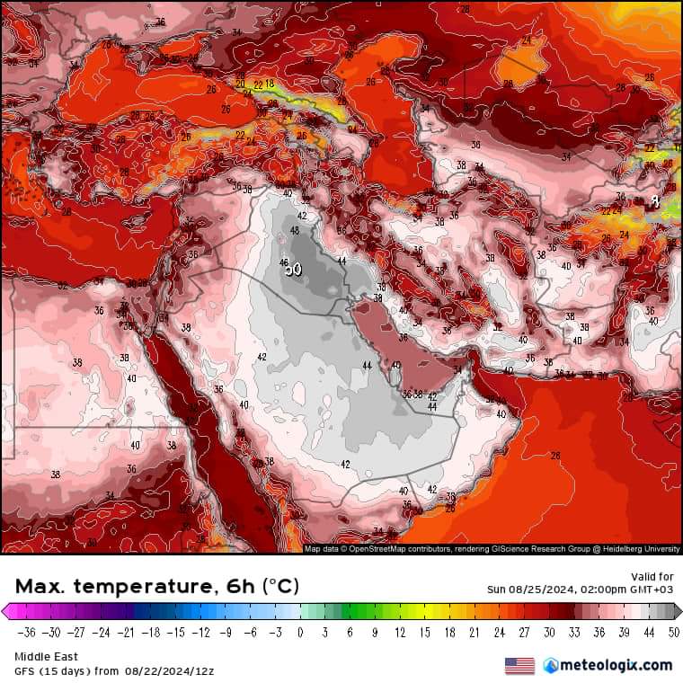 sss522m's tweet photo. طقس الدمام الآن أبها جدة مكة نجران المدينة الرياض ينبع الخبر الباحة حائل بريدة جيزان ثادق ،،

تيار نفاث ( على ارتفاع 15 كلم ) يدفع مرتفع جوي شمالاً ويستقر فوق العراق فيرفع الحرارة إلى ما بين 46_50 لمدة تقارب أسبوع
ويبتعد المرتفع عن جزيرة العرب بعد أن استقر شرق ووسط منها قبل أيام https://t.co/NWx3vTNjlI