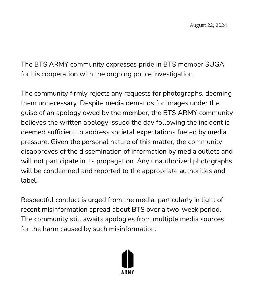 goeskthh's tweet photo. Difundamos este comunicado, seamos inteligentes con nuestras acciones, aquí NO hay espacio para el amarillismo, demos luz a la verdad, continuemos apoyando y siempre estemos atentos a noticias OFICIALES. 💜 

#ARMYLockdown 
#ARMYMediaBlackout 
#ARMYShieldsBTS https://t.co/0rb25BgRoa