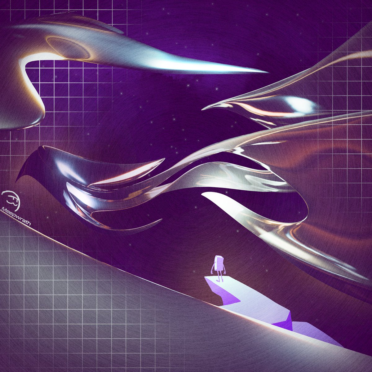meepwrath's tweet photo. First foray into abstract 3D stuff like this. Learning Blender is fun but I KNOW nodes are gonna start killing me.

If you see issues with the render, uhhh no you don't. https://t.co/c0IIkp8k03