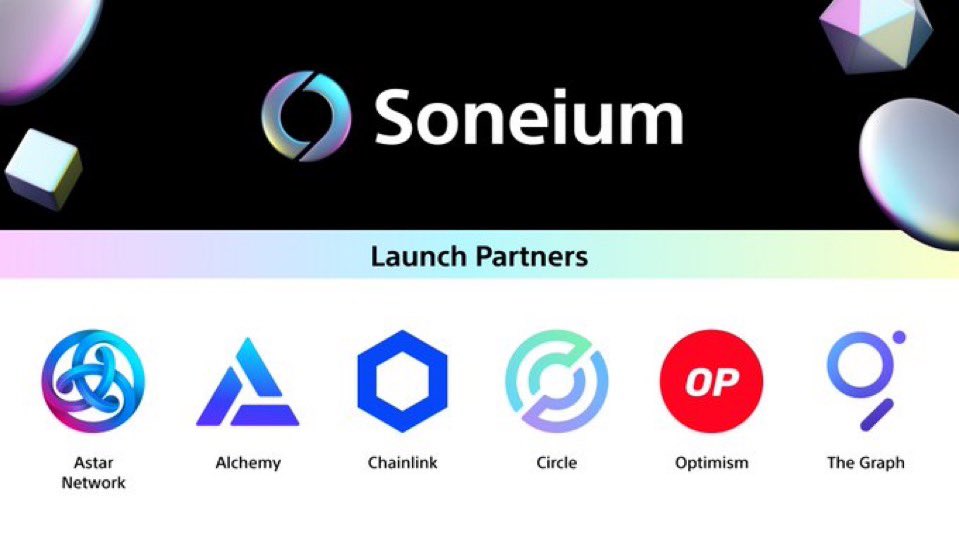 Sony is launching Soneium - <a href="/soneium/">Soneium 💿</a> 

A 110 billion $ Enterprise to onboard billions on Blockchain

Astar Network, Alchemy, Chainlink, Circle, Optimism, The Graph as Partners

In Japan 🇯🇵 GM is now „Go Mainstream”

An Ultra thread on the biggest Web3 use case yet 🧵

[1/16]
⬇️