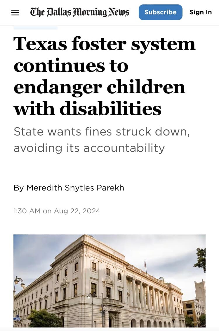 fragilechildTX's tweet photo. #Texas wants to be free of accountability for extremely vulnerable children w disabilities who have no choice but to rely upon the state for their care. Foster children with disabilities deserve safe homes. https://t.co/IhkdXkAtgf
#protectTXfragilekids #fixthismess #txlege https://t.co/lRRL1nIDnj