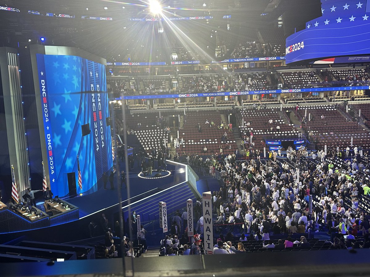 Views from earlier in the week inspired us to arrive VERY early on Day 4 to make sure we have good seats to witness history!  #kamala #notgoingback #DNC2024