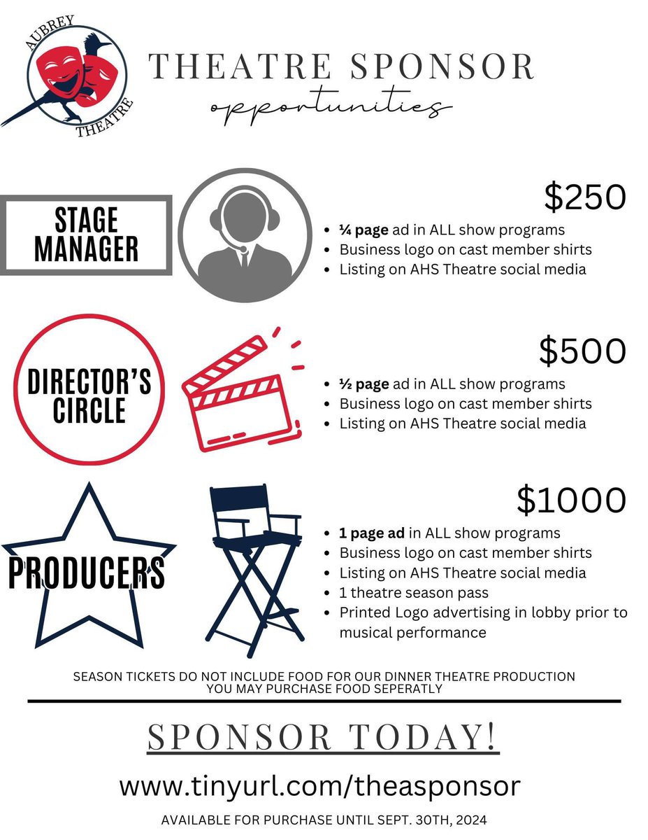 Do you know a wonderful, supportive, local business that would like to sponsor a group of hardworking students? 
Send them this flyer! 
Email erome@aubreyisd.net if you have any questions!