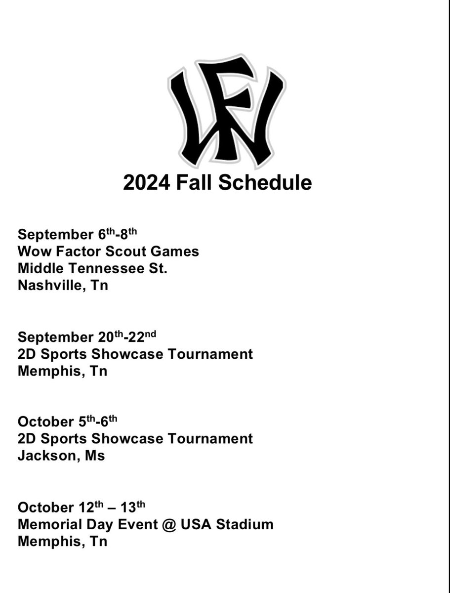 Here is my Fall Schedule 2024