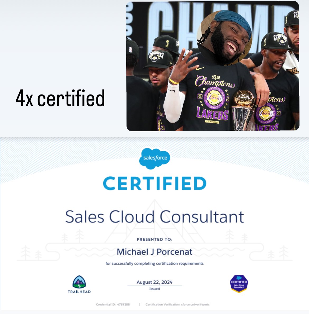 MichaelPorcenat's tweet image. Got Sales Cloud Certified today! Goal is to get 6 more before 2025 #4 #Salesforce #SalesCloud