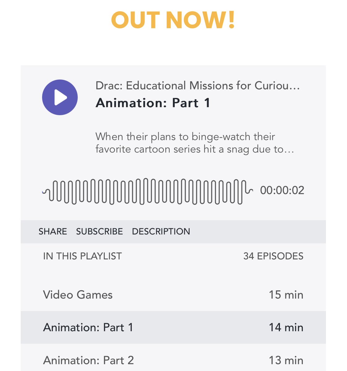 EricRogersHere's tweet image. With the release of ANGRY BIRDS: MYSTERY ISLAND’s next batch of eps out now, it’s the perfect time to promote the 2 episodes of DRAC! where the kids cover… animation! Available on @gokidgopod or wherever you find your podcasts! #kidspodcasts #edutainment #thirstforknowledge