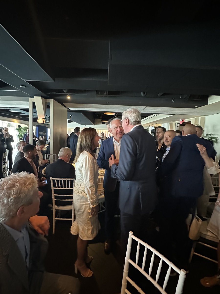 PhilMurphy's tweet photo. It was an honor to catch up with our good friend and the next Vice President of the United States @Tim_Walz after last night’s captivating speech.

@Tim_Walz is a veteran, coach, teacher, and exactly who we need as our next VP. https://t.co/XFWNJNi2Fb