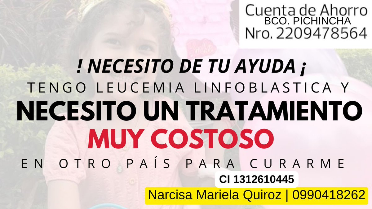 AlexFernandoLP's tweet photo. @CarlosVerareal Carlos, que de los 850 mil seguidores que tienes, 40 mil donen un dólar cada uno para ayudar a Samantha para que se pueda realizar el transplante de médula en otro país. Ella está en Solca Portoviejo, en una de las imágenes está el número de teléfono de la mamá de Samy. https://t.co/NqYX8qF1KN