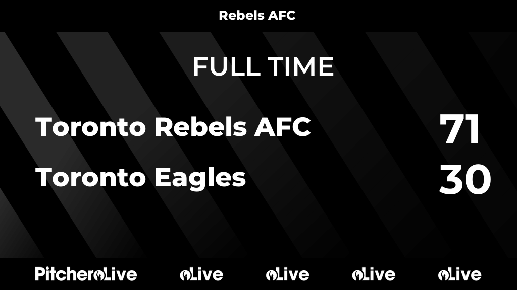 FULL TIME: Toronto Rebels AFC 71 - 30 Toronto Eagles
#TORTOR #Pitchero
pitchero.com/clubs/rebelsto…