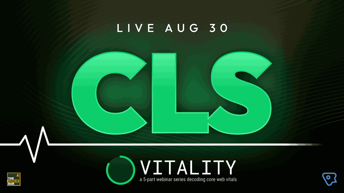 brianleejackson's tweet image. Friendly reminder: the fourth video in the Vitality series is next Friday (August 30th)!

We&apos;ll be taking a deep dive into Cumulative Layout Shift (CLS). ⚡

A big shout-out to @kylevandeusen for putting this together.

theadminbar.com/events/vitalit…

#webperf #corewebvitals