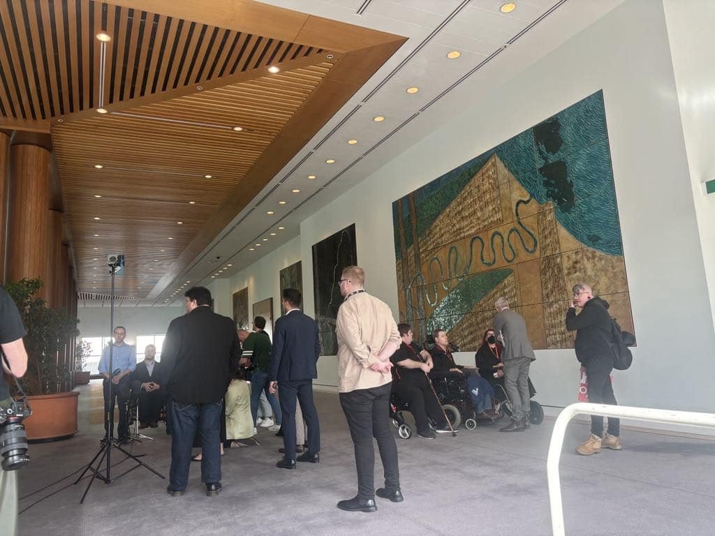 @billshortenmp is with <a href="/David_Speers/">David Speers</a> tomorrow on #Insiders. 

Here's David talking to me &amp; other disabled people yesterday. It's the first time I have ever talked with him.

David spent a long time talking with Sean Fitzgerald, a friend who is a C3 quad in Canberra. <a href="/InsidersABC/">Insiders ABC</a>