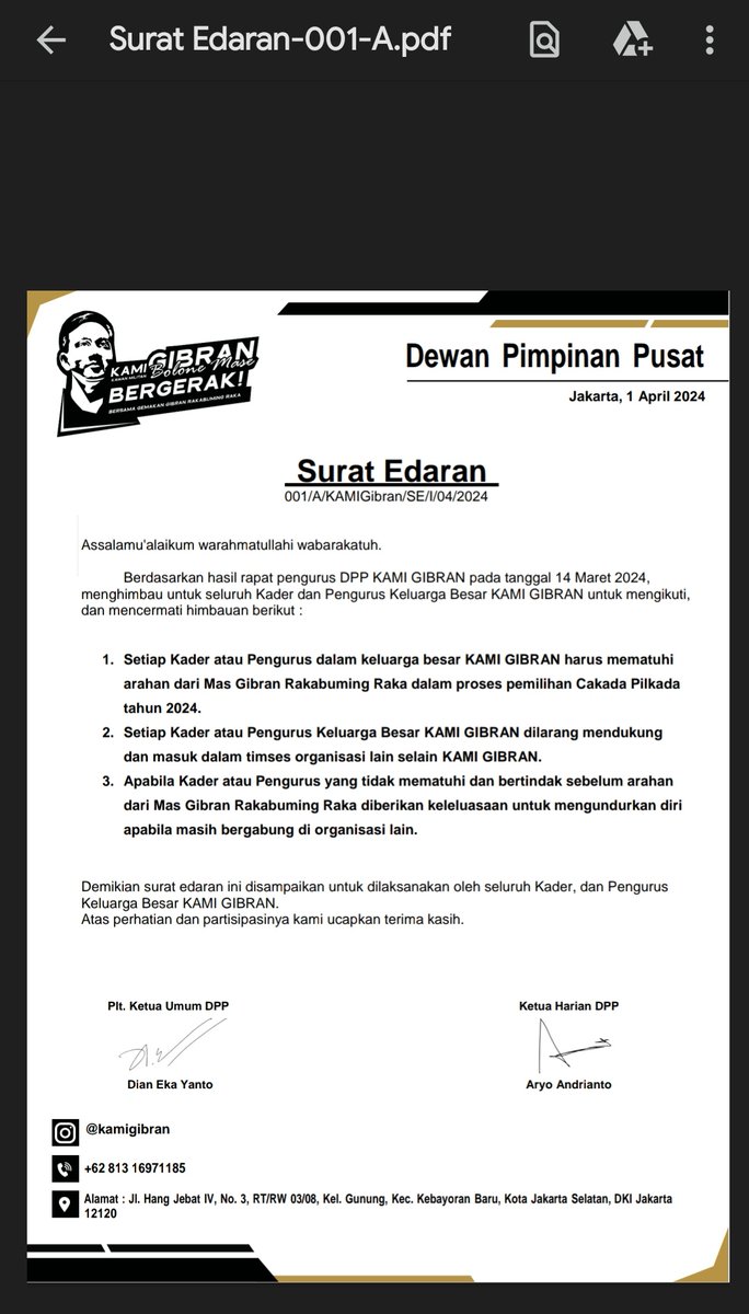 marhamkanetwork's tweet photo. Pada 1 April 2024 Edaran ini di tayangkan utk membentuk pergerakan tanpa adanya kerjasama (jauh sebelum koalisi++ Jkt terbentuk). Perang dingin Prabowo-Jokowi adalah nyata.

Tinggal pilih mau ikut mana https://t.co/KhqCsLkswG
