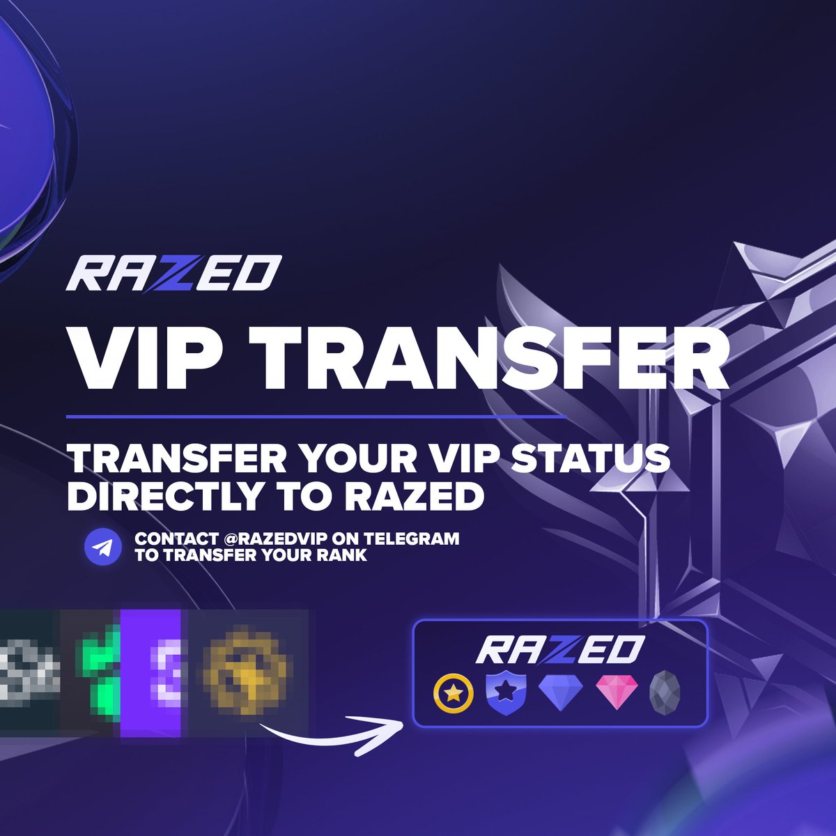 Razedcom's tweet photo. Tied to your old casino for the VIP perks? Upgrade to the best with our VIP Transfer! 🎉
Transfer your VIP Status directly to https://t.co/gyereLs0my by messaging our VIP Telegram ▶️ https://t.co/xVSiGRm2a0

Retweet🔁 and Tag a friend who wants a VIP Boost for a $50 Tip 💎