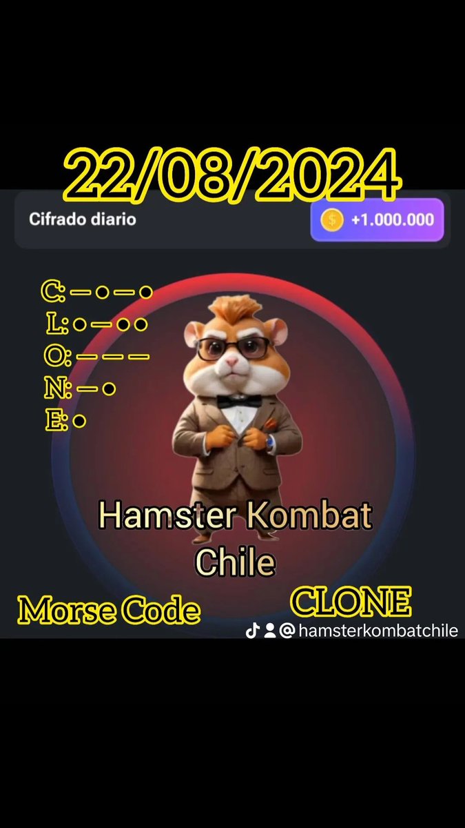 HamterKombatcl's tweet photo. #hamsterkombat #dailycipher #morsecode #airdrop #earn #earnmoney #cryptocurrency #crypto #clone https://t.co/7JUbxGoX7n