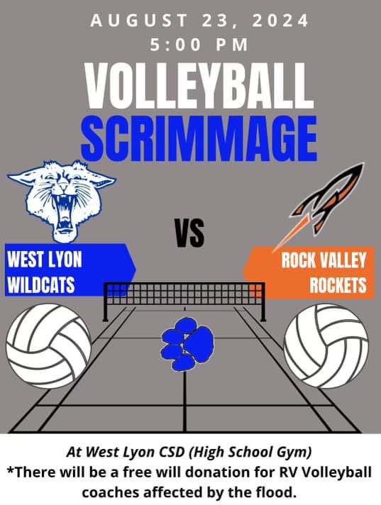 Come and get a first look at your West Lyon volleyball squads tomorrow, while supporting the RV coaching staff 💙🤍🧡🖤