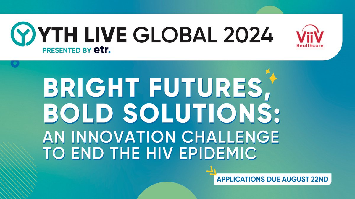 Apply TODAY for <a href="/ETRorg/">ETR</a> &amp; <a href="/ViiVHC/">ViiV Healthcare</a>’s Innovation Challenge, Bright Futures, Bold Solutions: An Innovation Challenge to End the HIV Epidemic, open to young people ages 18-29. $5,000 USD in funding for the winner! Deadline 8/22. etr.org/yth/yth-live-g…