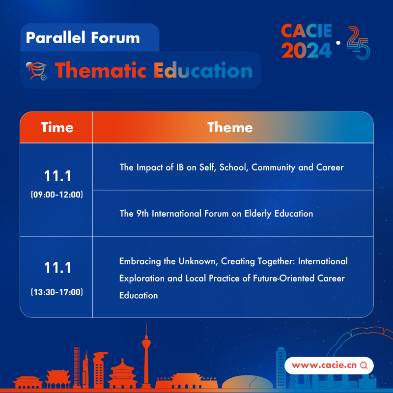 CACIEofficial's tweet photo. Act now to join #CACIE2024 and participate in our Thematic Education forums!
Full agenda of CACIE Forums: https://t.co/Y0Ki6jTgku
#CACIE #CACIE2024 #Education #cooperation #Expo #StudyinChina #exchange #networking #ParallelForum #ThematicEducation #IB