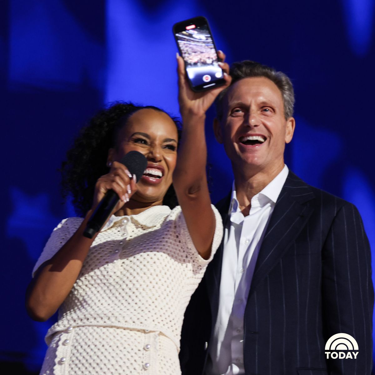 TODAYshow's tweet photo. Olivia Pope and former (fictional) President Fitzgerald Grant are in the house at the DNC.

📸: Mandel Ngan / Getty Images https://t.co/bxpyq4zeL8