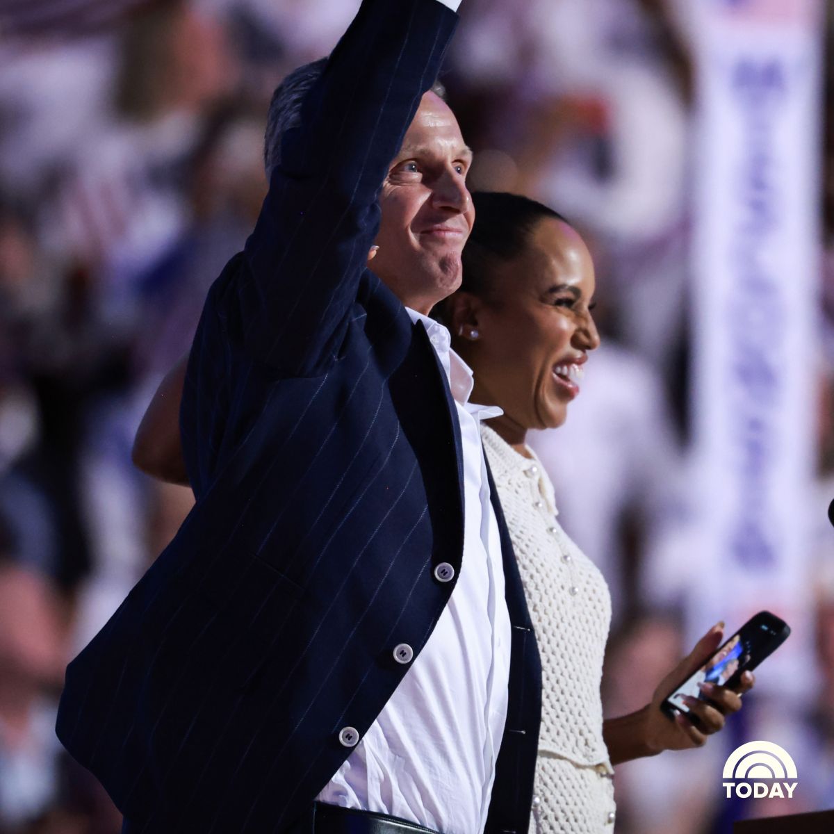 TODAYshow's tweet photo. Olivia Pope and former (fictional) President Fitzgerald Grant are in the house at the DNC.

📸: Mandel Ngan / Getty Images https://t.co/bxpyq4zeL8