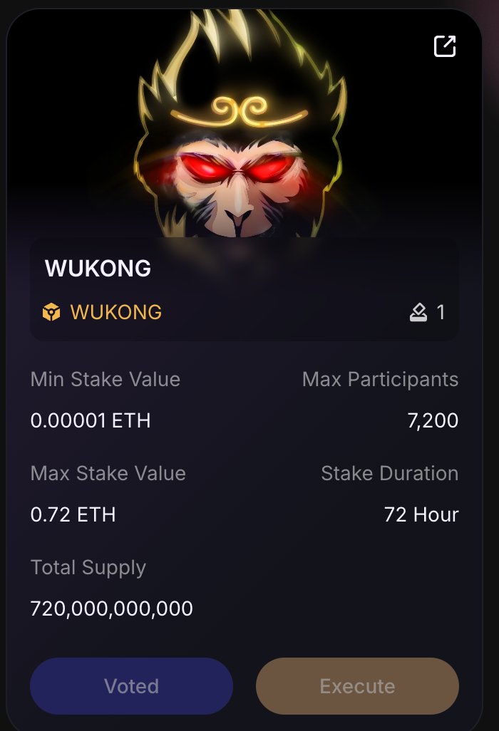 wukongio's tweet photo. In order to increase our participation, we have also made a proposal on https://t.co/cWXwCMZM8m with our new avatar. 
If you like this proposal, please vote for it!
👉 https://t.co/Q2I4Ta2Fd3

#Wukong #Vote #proposals #fairlaunch #Memebase https://t.co/Xr6sWdumTK
