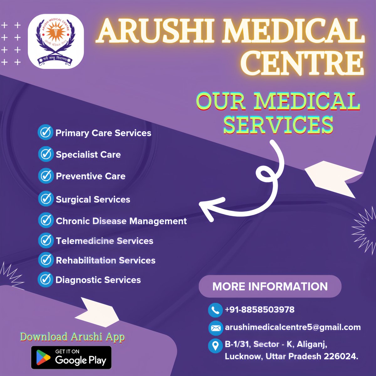 IndoSparsh's tweet photo. Check Out Our Stunning Social Media Design for Arushi Medical Centre!  Contact Us - 8005351770! 🌟✨
#GraphicDesign #CreativeDesign #DesignServices #VisualArt #MarketingDesign #PackagingDesign #BrochureDesign #LabelDesign #LetterheadDesign #ProfessionalDesign #BusinessBranding https://t.co/EQC51NKqoe