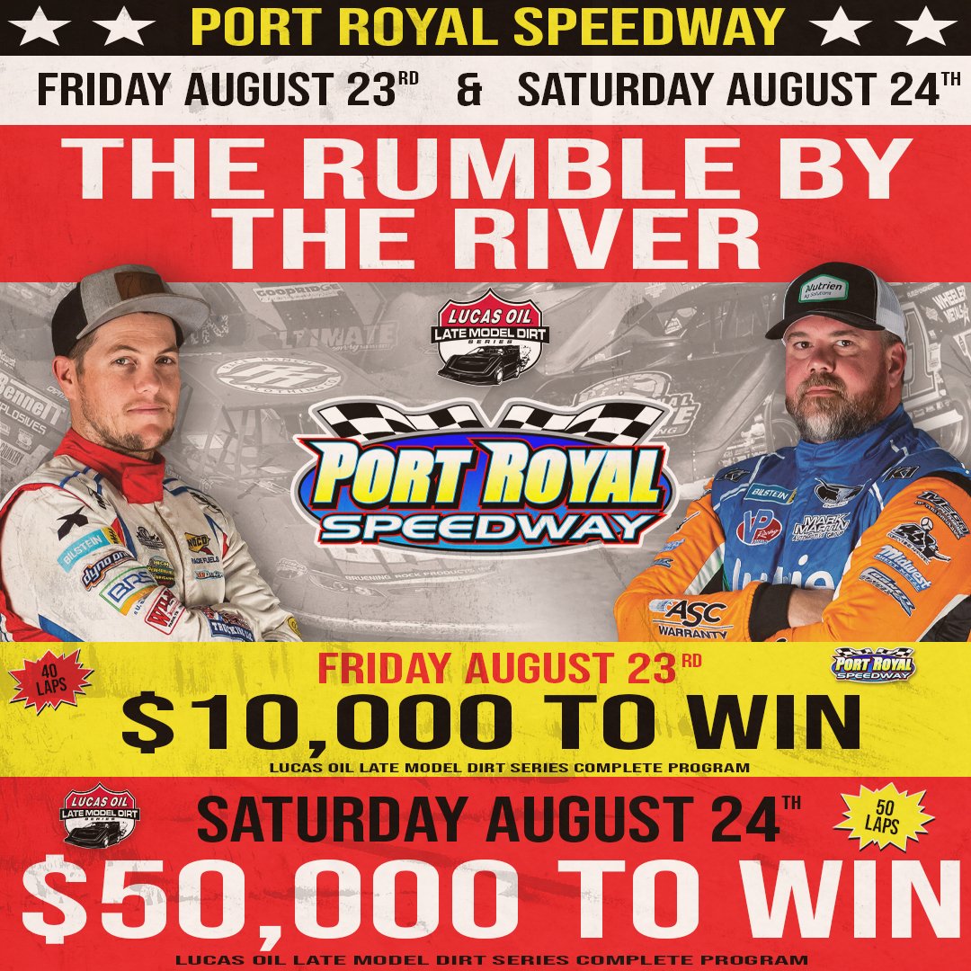 #๐๐๐ฐ๐ฎ๐๐๐ถ๐ฟ๐ ๐ (@lucasdirt) on Twitter photo ๐ ๐ง๐๐ ๐ฅ๐จ๐ ๐๐๐ ๐๐ฌ ๐ง๐๐ ๐ฅ๐๐ฉ๐๐ฅ ๐
๐ง๐ผ๐บ๐ผ๐ฟ๐ฟ๐ผ๐ & ๐ฆ๐ฎ๐๐๐ฟ๐ฑ๐ฎ๐, the stars of the <a href="/Lucas_Oil/">Lucas Oil Products</a> ๐๐ฎ๐๐ฒ ๐ ๐ผ๐ฑ๐ฒ๐น ๐๐ถ๐ฟ๐ ๐ฆ๐ฒ๐ฟ๐ถ๐ฒ๐ will take battle <a href="/PortRoyalSpdway/">Port Royal Speedway #SpeedPalace</a> for the #๐ฅ๐๐บ๐ฏ๐น๐ฒ๐๐๐ง๐ต๐ฒ๐ฅ๐ถ๐๐ฒ๐ฟ presented by <a href="/UNOH_edu/">UNOH</a>! Two nights of ๐ ๐ง๐๐ ๐ฅ๐จ๐ ๐๐๐ ๐๐ฌ ๐ง๐๐ ๐ฅ๐๐ฉ๐๐ฅ ๐
๐ง๐ผ๐บ๐ผ๐ฟ๐ฟ๐ผ๐ & ๐ฆ๐ฎ๐๐๐ฟ๐ฑ๐ฎ๐, the stars of the <a href="/Lucas_Oil/">Lucas Oil Products</a> ๐๐ฎ๐๐ฒ ๐ ๐ผ๐ฑ๐ฒ๐น ๐๐ถ๐ฟ๐ ๐ฆ๐ฒ๐ฟ๐ถ๐ฒ๐ will take battle <a href="/PortRoyalSpdway/">Port Royal Speedway #SpeedPalace</a> for the #๐ฅ๐๐บ๐ฏ๐น๐ฒ๐๐๐ง๐ต๐ฒ๐ฅ๐ถ๐๐ฒ๐ฟ presented by <a href="/UNOH_edu/">UNOH</a>! Two nights of