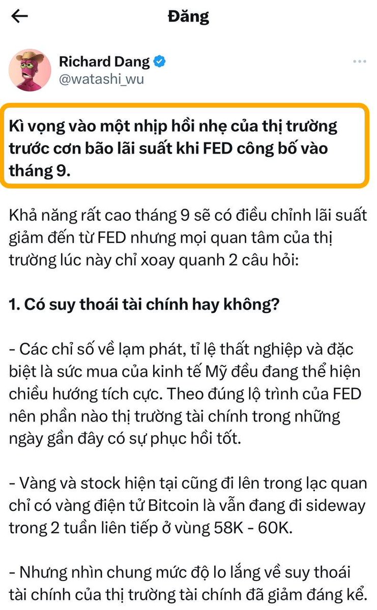 RichardDang's tweet photo. Mảng trí tuệ nhân tạo - AI vẫn sẽ luôn là một nảng siêu hot của giới đầu tư trong vòng 5 năm tiếp theo.

Bài viết phân tích ngày 19/08 của Richard với lượt tương tác khủng 111 ❤ + 12 nghìn view chắc hẳn đã giúp nhiều anh em mang về lợi nhuận với 2 đồng coin AI $IO và $SPEC. Hiện tại thị trường đang diễn ra một đợt phục hồi nhẹ theo phán đoán của Richard. 

Tâm điểm sự chú ý của thị trường vẫn dồn vào mảng AI với 2 dự án hot $IO, $SPEC. Richard call anh em từ 19/08 đã mạnh mẽ đạt top gainner với pha tăng trưởng hơn 20%. Hiện tại chart đã bay thì anh em không vào nữa mà hãy đợi nhịp crash tiếp theo của thị trường nhé!

Anh em có muốn làm 1 thử thách x10 tài khoản với số vốn phù hợp cho sinh viên - người mới vào thị trường không?

Mục tiêu là Richard sẽ lọc ra 10 đồng coin có vốn hoá thấp nhưng tiềm năng tăng trưởng cao. Với mỗi một chart như vậy thì chỉ cần bỏ ra $100 và hold. Hold khoảng 10 đồng thì từ số vốn $1000 bạn sẽ có lợi nhuận x10 tài khoản là $10000.

Mình cảm thấy đây là thời điểm thích hợp giống giai đoạn 2022 mình cũng từng làm thử thách này với anh em và đã xnxx tài khoản nhờ cơn sóng hệ arbitrum.

Tặng Richard một like nếu anh em muốn cùng mình bắt đầu hành trình này nhé. Richard không cần anh em phải ref hay tham gia nhóm kín gì cả. Chỉ cần anh em thấy đây đúng là điều anh em cần thì ra dấu hiệu bằng cách tương tác vào bài viết này là mình cảm thấy có động lực để cống hiến cho anh em trong thử thách này rồi 🌹