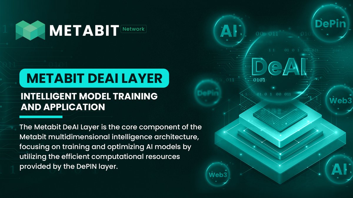 bmtcfoundation's tweet photo. 🚀Introducing the #Metabit DeAI Layer - the brain behind Metabit’s multidimensional intelligence framework!
⚡️Harnessing the power of the DePIN layer, we’re revolutionizing AI model training and optimization with unmatched computational efficiency.
#MetabitNetwork #AI #DePIN #Web3 $BMTC