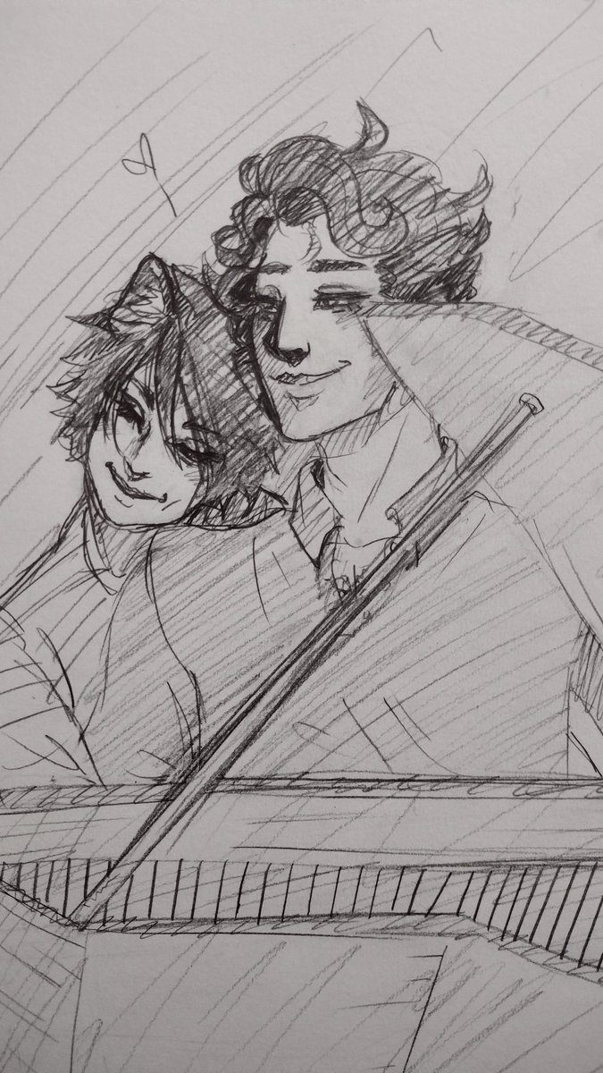 Sunnie_Moth's tweet photo. Doodling again. Hoping this is it for the art block! #traditionalart
#sketchbook #pencildrawings #love #couple #piano #goawayartblock #practicemakesperfect https://t.co/wOz8LgTeMp