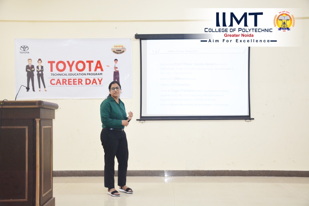 iimtnoida's tweet photo. On August 21, 2024, Toyota Kirloskar Motor hosted a noteworthy T-TEP placement drive called "Career Day" at IIMT College of Polytechnic in Greater Noida. The event was attended by several prestigious and prominent firms. 
#TTEP #CareerDay #IIMTPolytechnic #ToyotaKirloskar https://t.co/rIIhktrFGe