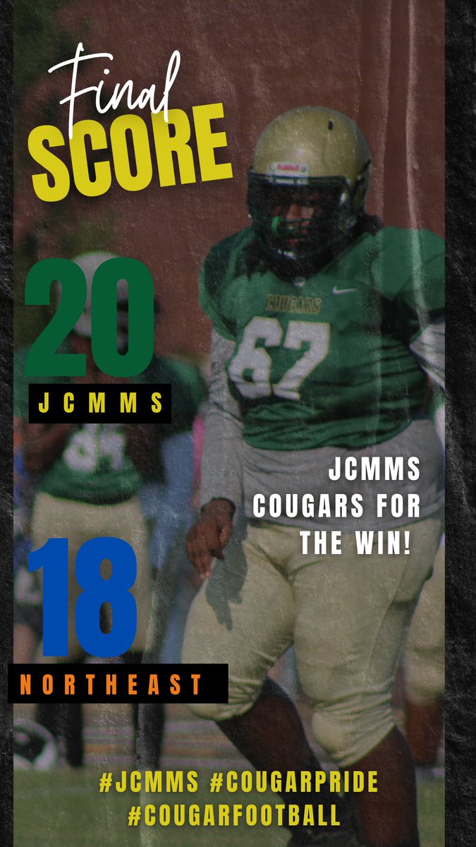 JCMMS Cougars for the WIN!!! 💛💚🏈#jcmms #cougarpride #cougarfootball <a href="/suptking/">Marlon D. King</a>  <a href="/JMCSchools/">Jackson-Madison County Schools</a>  <a href="/_Anderson23D/">Damonte Anderson™️</a>
