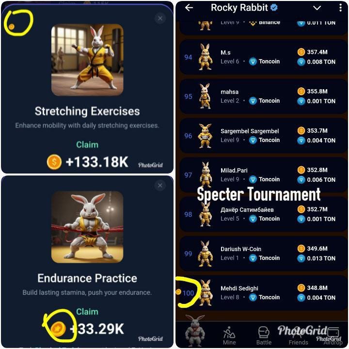 ListingGiveaway's tweet image. Rocky Rabbit Easter Eggs Location - August 23 

Specter Tournament: Tournaments Ranking → 100th rank
Stretching Exercises: Coach Tab → Claim Tab → Flexibility Training
Endurance Practice: Coach Tab → Claim Tab → Physical Training

#RockyRabbit #tap2
