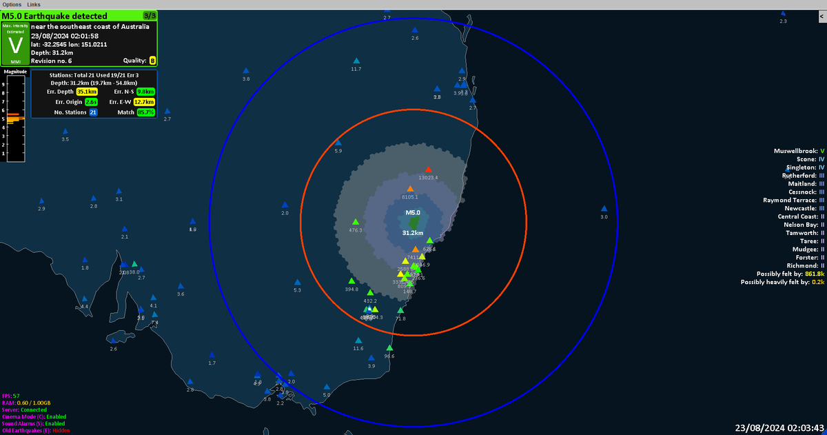 Global_Quake's tweet photo. Preliminary: M5.0 earthquake detected near the southeast coast of Australia on 23/08/2024 at 02:01:58 UTC Stay safe! #earthquake #Australia https://t.co/SsL0va5di5
