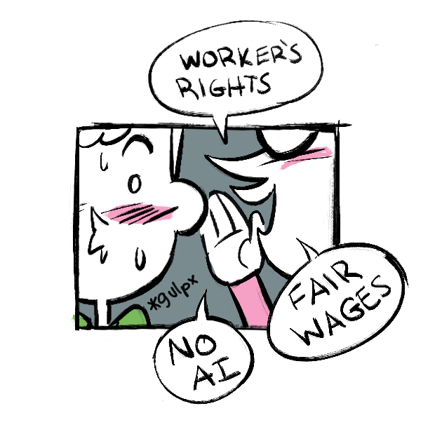 perplexi's tweet photo. their love language is "workers rights"  (and so is mine) #StandWithAnimation #NoAI #UNIONYAOI https://t.co/XMDpRRCxOF