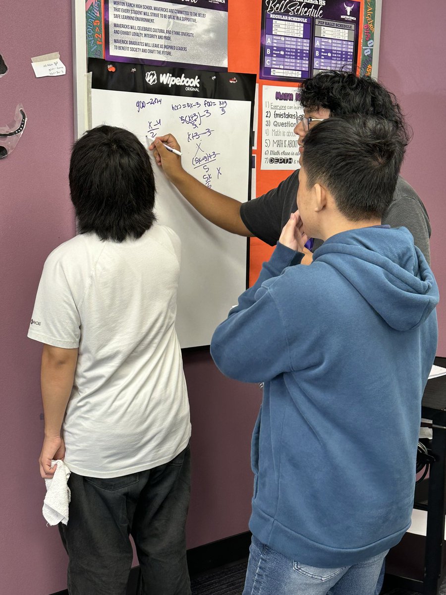 CLReid20's tweet photo. Ms. Steen’s class taught me about inverses today! Students were working out problems to determine inverses! I have never had more fun in math! #studentcollaboration #teammav @MRHSMavericks @mchernandez10 https://t.co/ixw2XHieri