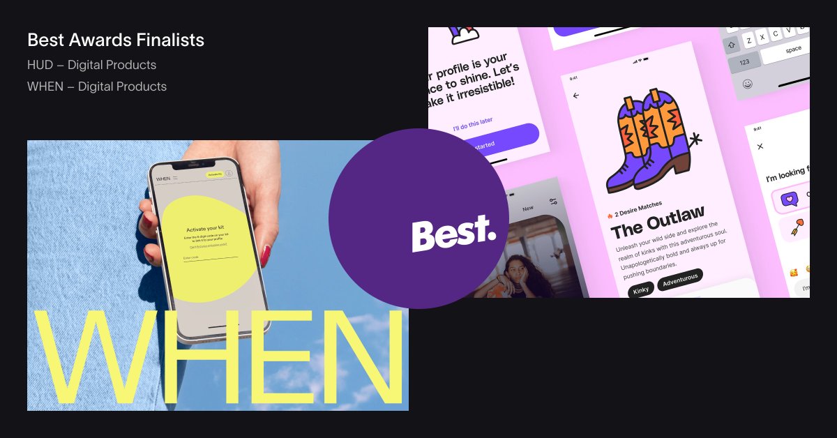 We’re super stoked to be recognised again in New Zealand with two finalists in this years Best Design Awards 🎉

Shout out to WHEN and Universal Favourite with the WHEN Fertility product. And shout out to HUD and all our Doves who have contributed to this work
