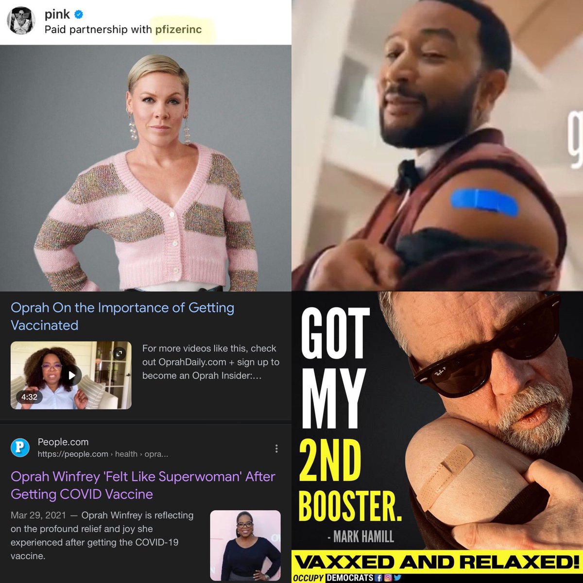 FiveTimesAugust's tweet photo. Isn’t it funny how the exact same cast of celebrities that sold the public a poisonous covid shot are now trying to sell the public a poisonous politician? What a strange coincidence… https://t.co/Df2oKUBV84