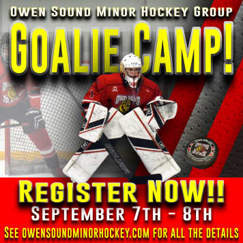 🚨FREE Goalie Camp Alert!🚨
For registered Owen Sound Minor Hockey and Owen Sound Ice Hawks goalies, that are at least 11 years of age, with minimum 2 years playing experience!
Check out owensoundminorhockey.com for all of the details!