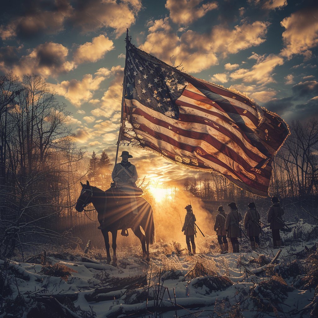 CarinCamen's tweet image. At Valley Forge, through brutal cold and suffering, our soldiers stood united. Their sacrifice forged the spirit of a nation determined to be free. 

#ValleyForge 
#UnitedWeStand #EchoesofUnity