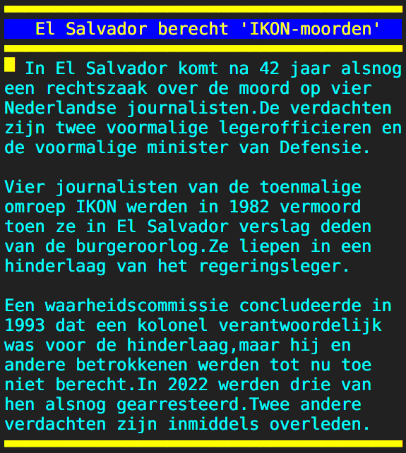 Teletekst's tweet photo. El Salvador berecht 'IKON-moorden' https://t.co/BLhKLki6L5