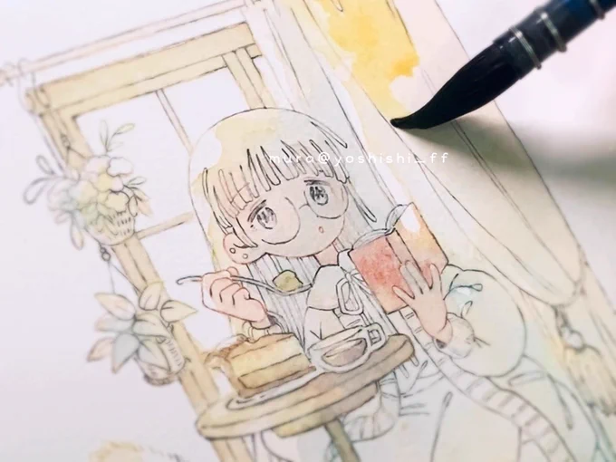 やさしさに包まれて展、本日3日目です 今日もよろしくお願いします これは気分で撮っていた動画から切り抜いてきた塗り画像
