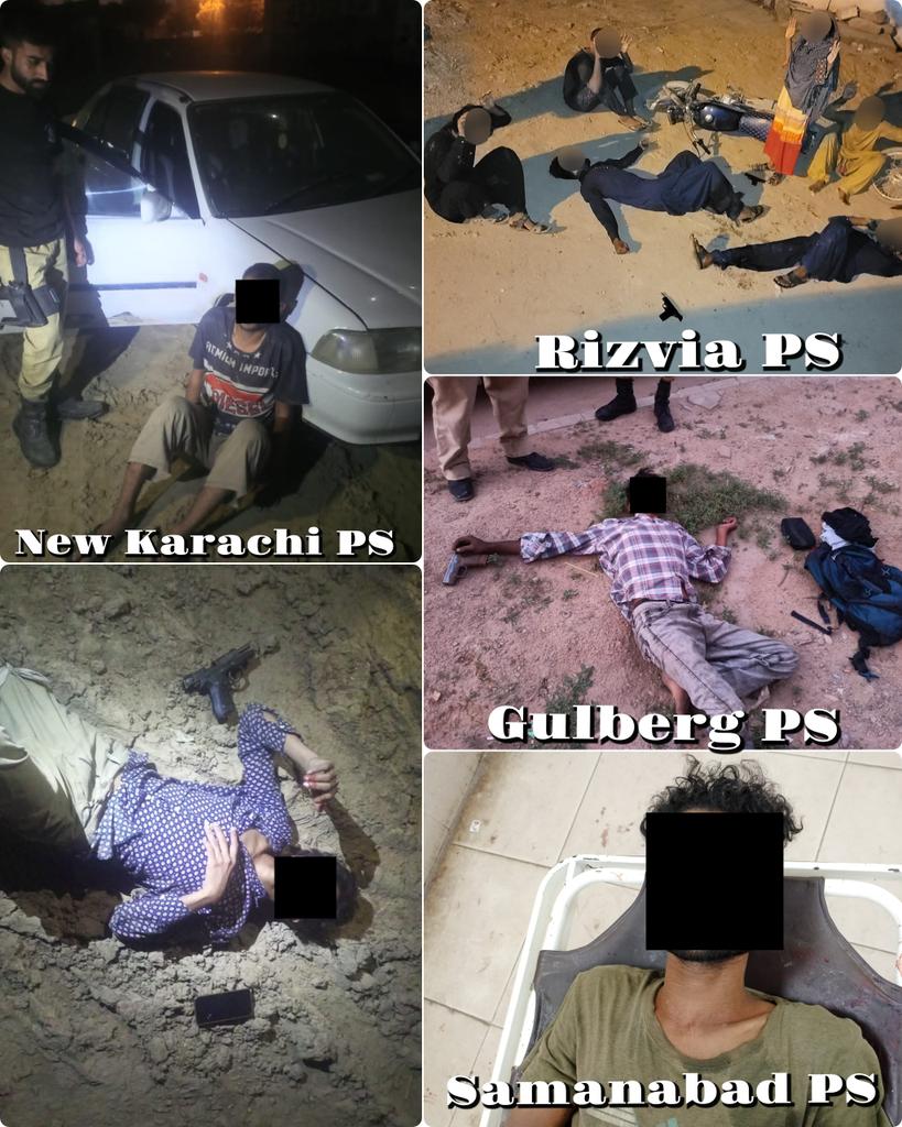 SSPDistCentral's tweet photo. 4 Encounter 10 accused arrested including 5 in injured condition.

New Karachi PS : 1 accused arrested in injured condition other arrested without injury.

Rizvia PS : 2 accused arrested in injured condition, 4 other arrested without injury. https://t.co/plMPjNDG8i